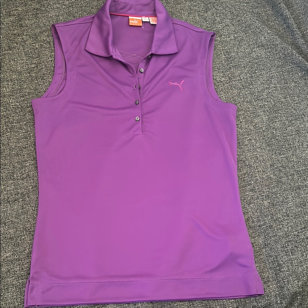 Puma Purple Fitted Sleeveless Polo Shirt